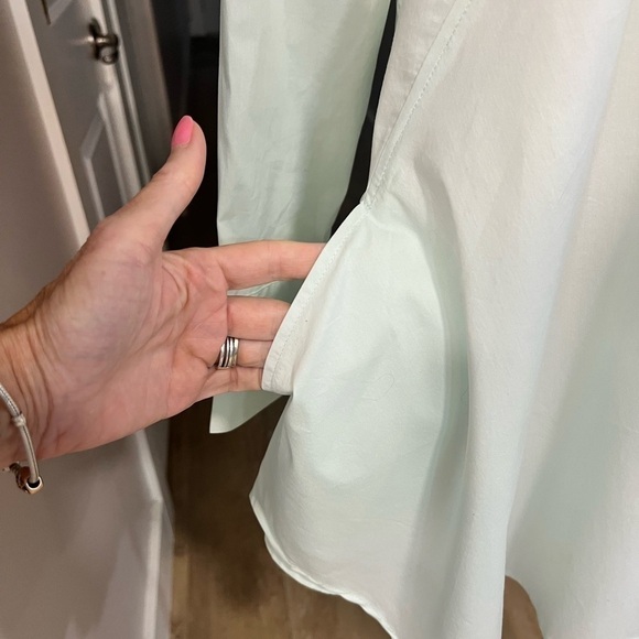 INAE collection light mint generous fit buttoned down long sleeve shirt dress - Picture 6 of 17